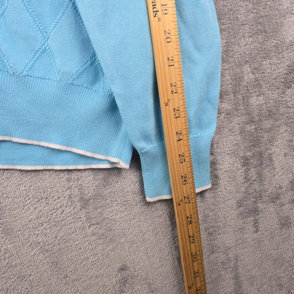Black Brown 1826 Varsity Sweater Mens Size Large Blue Golf Light V-Neck Pullover